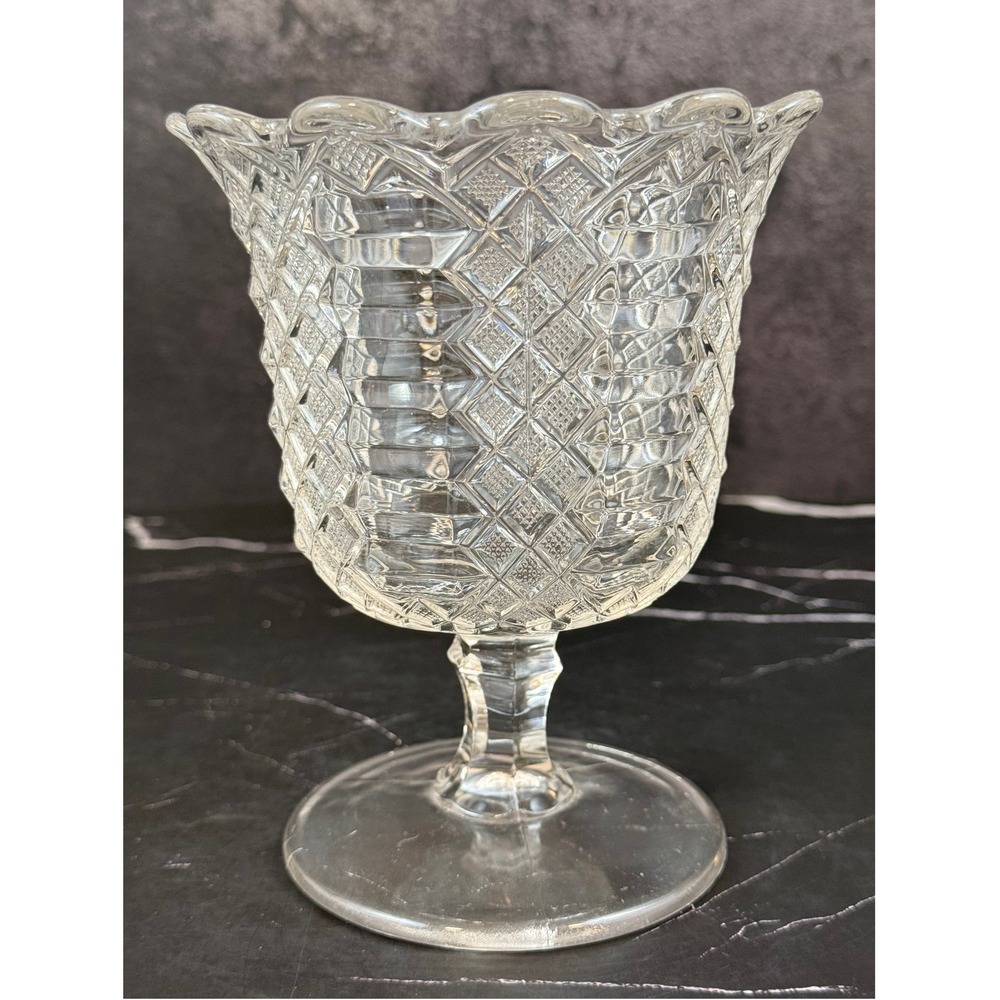 Antique 1890s Jacobs Ladder Water Goblet 6 1/4in US Glass EAPG MINT!